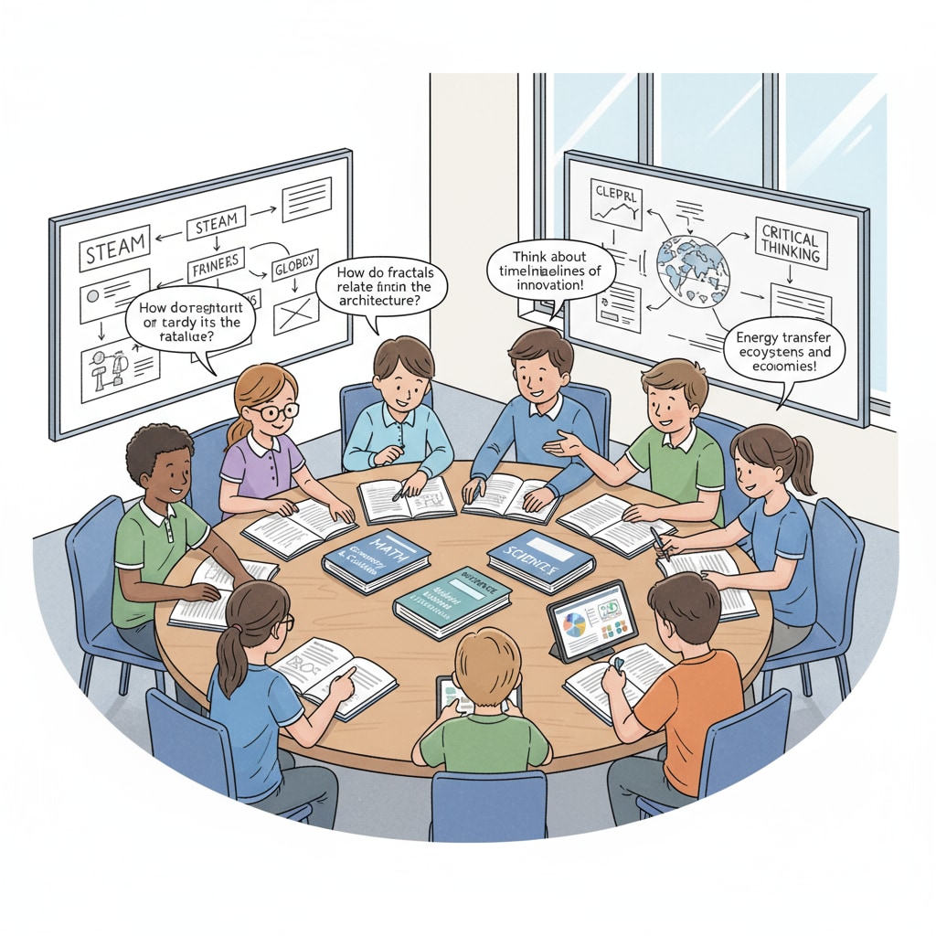 Students collaborating on multidisciplinary learning