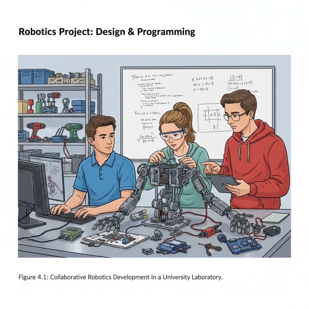 Students working on a robotics project related to robotics, study abroad, and education planning