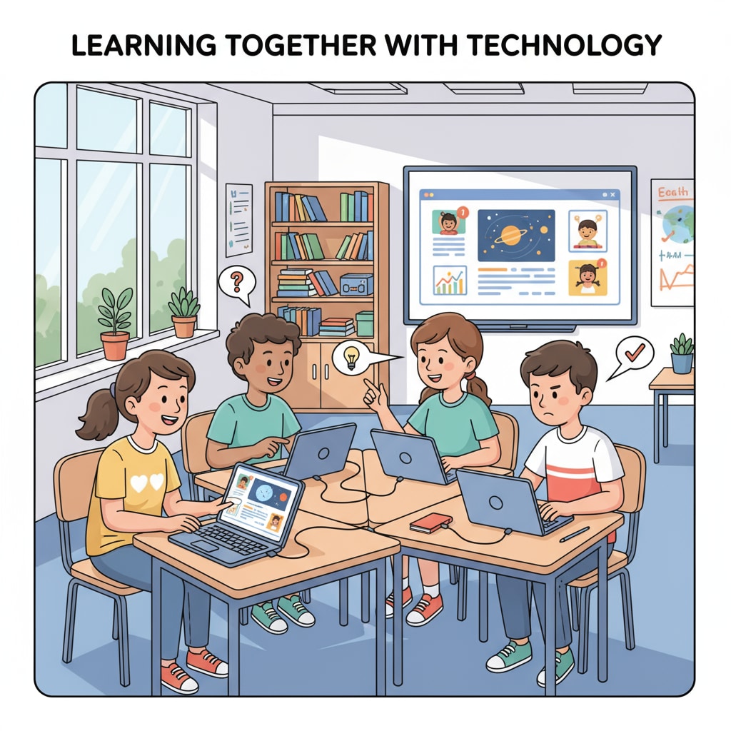 Students actively participating in classroom learning with educational technology tools