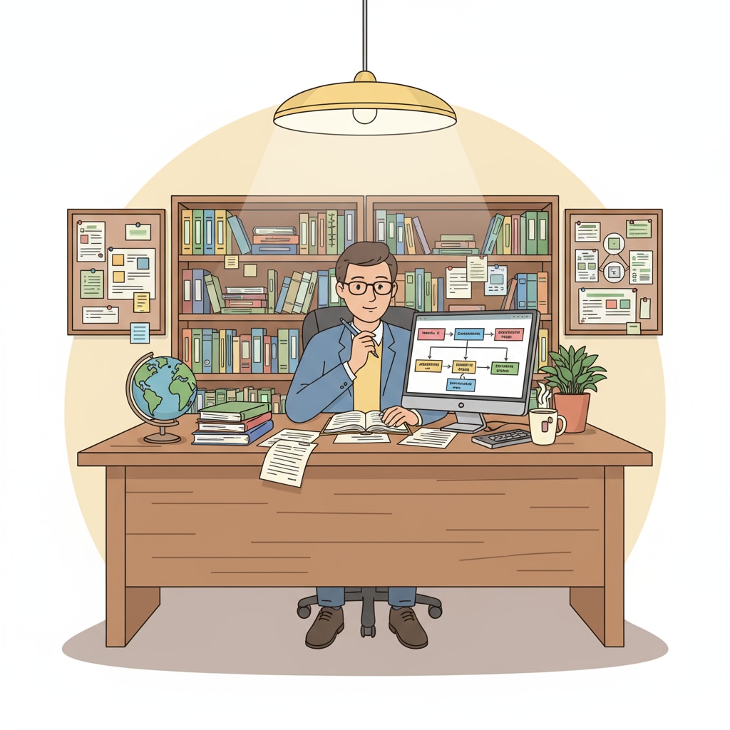 Curriculum designer working on new teaching materials relevant to educational master's career and curriculum design