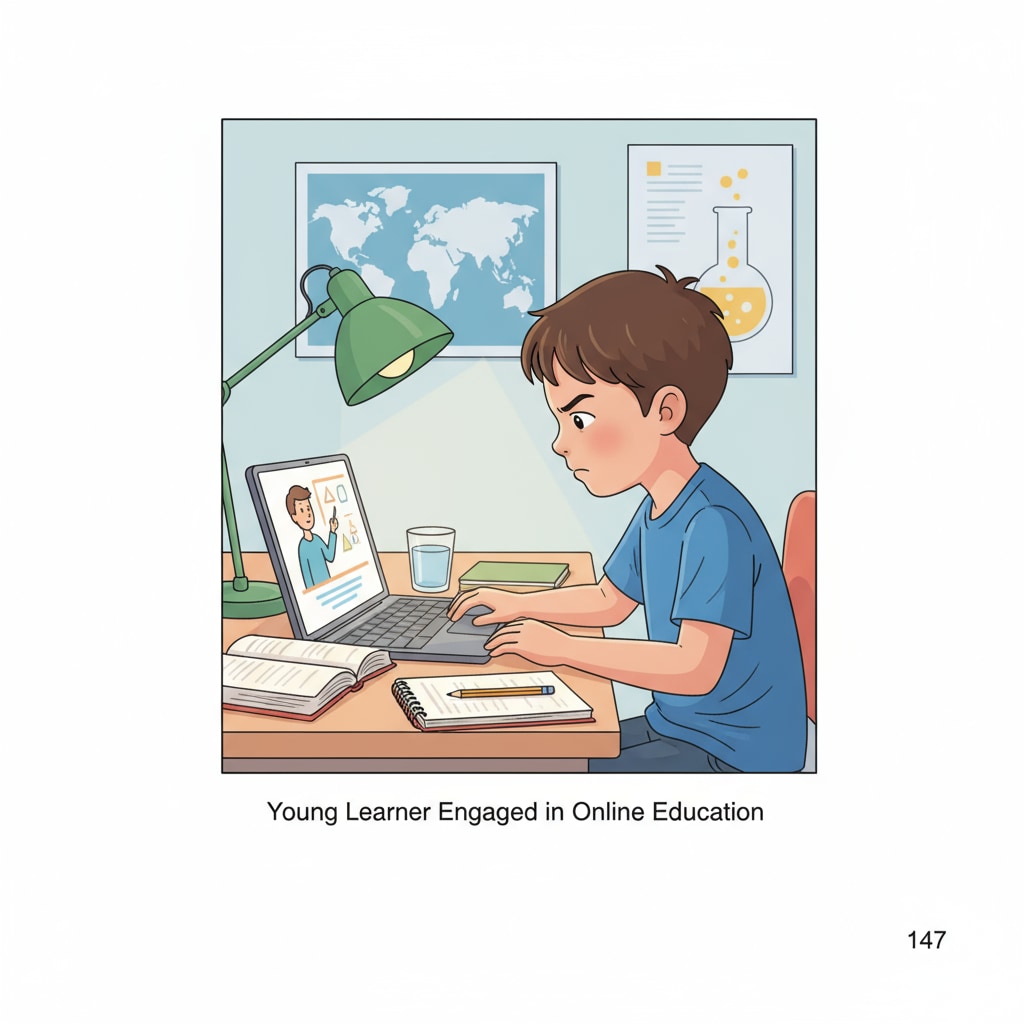 A focused student during online school, highlighting productivity and mental health balance