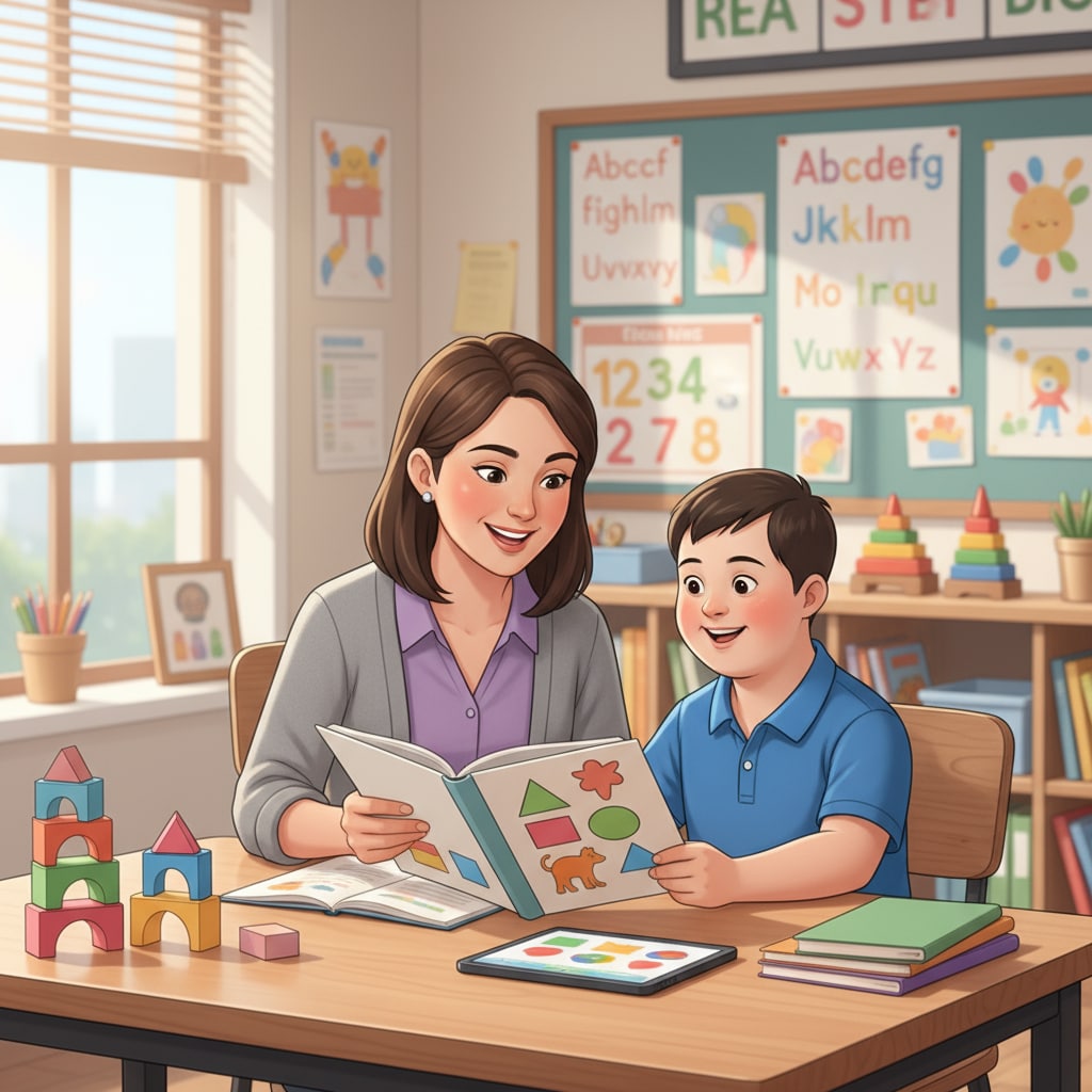 A special education teacher in a classroom facing financial hardships and looking for remote part-time work