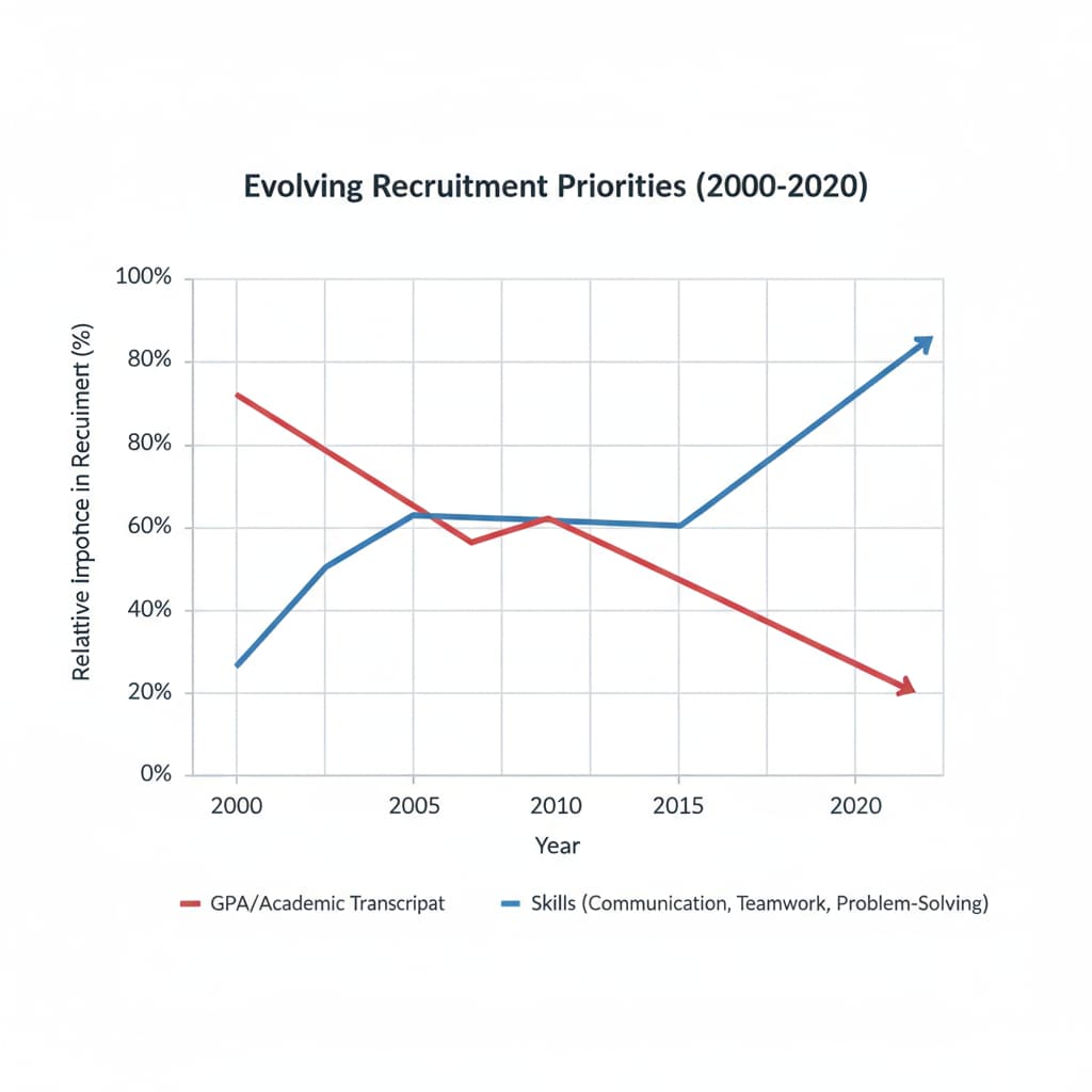 Changing trends in recruitment criteria with a focus on the decline of GPA importance and rise of other skills relevant to workplace value and employment