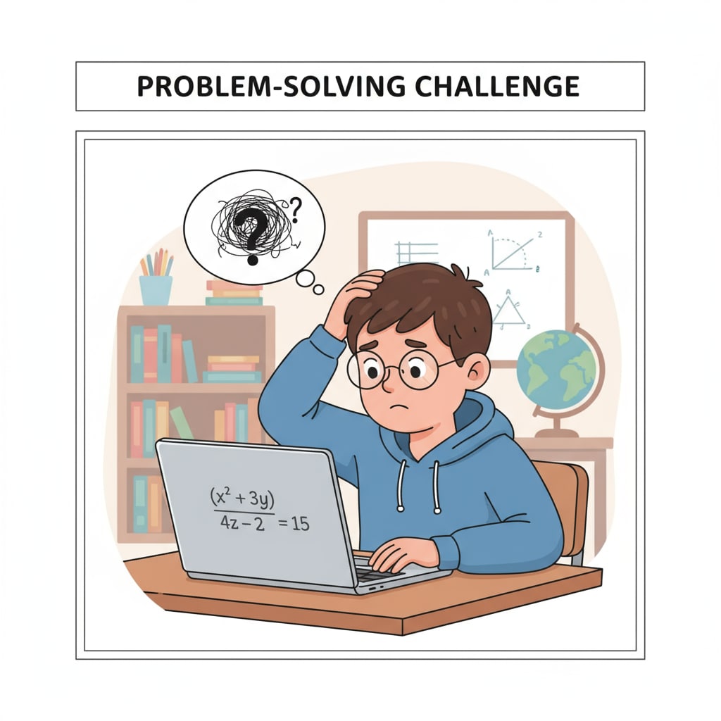 Student confused while looking at a math problem on a Chromebook