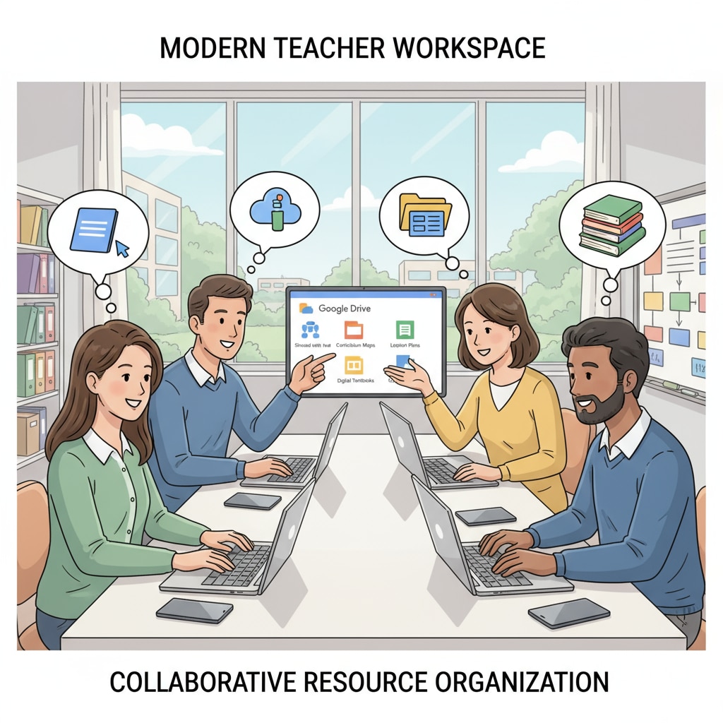 Teachers using Google Drive for teaching resource organization in the context of teacher tools, time management, and education technology