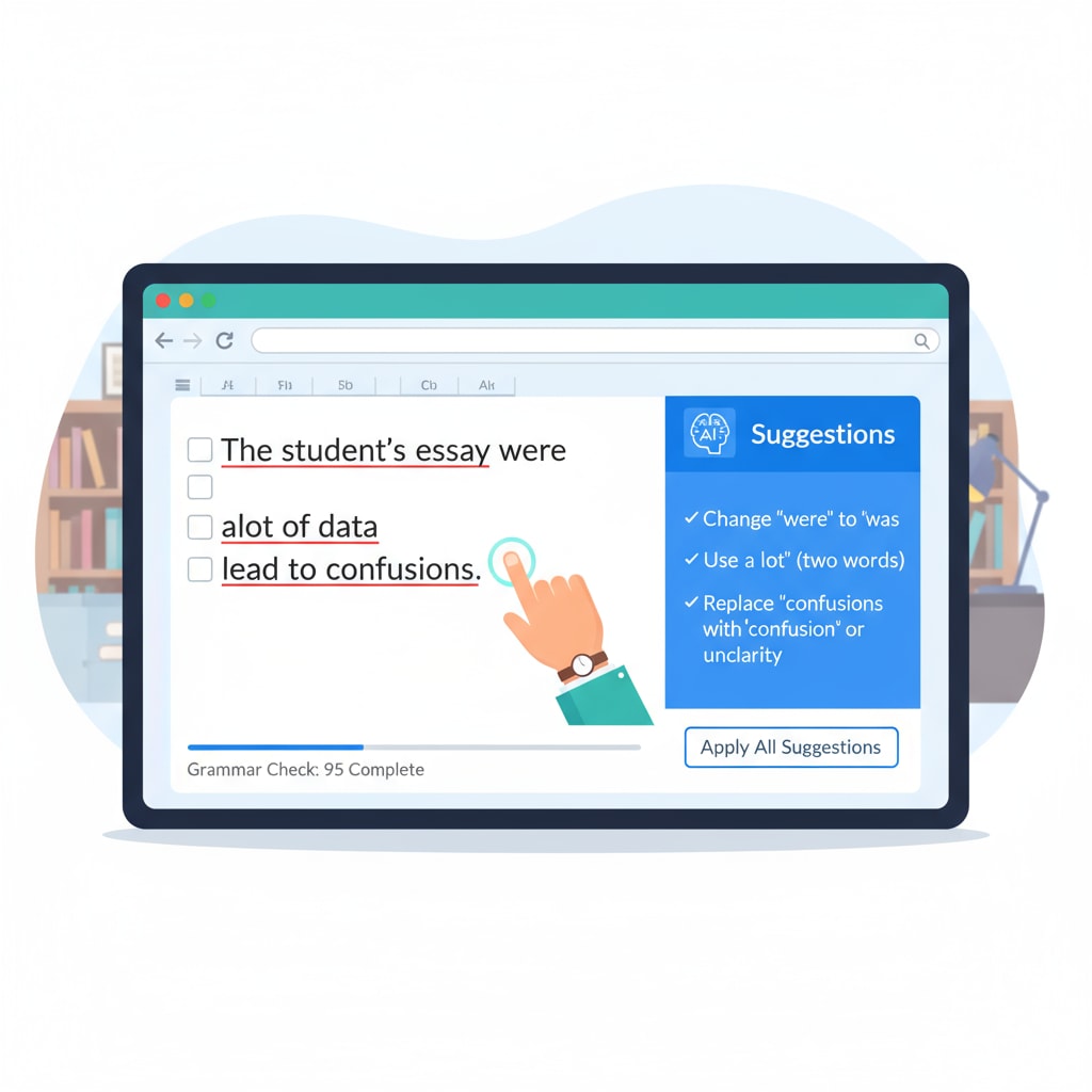A student using an AI writing assistance tool as an educational application and learning aid