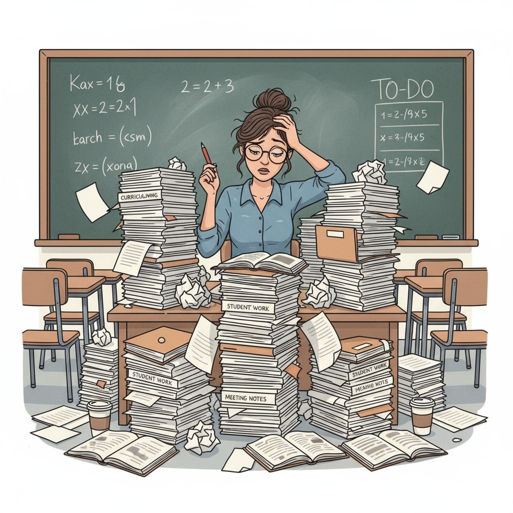 A teacher under pressure due to excessive teaching documentation in a K12 education micro - management scenario.