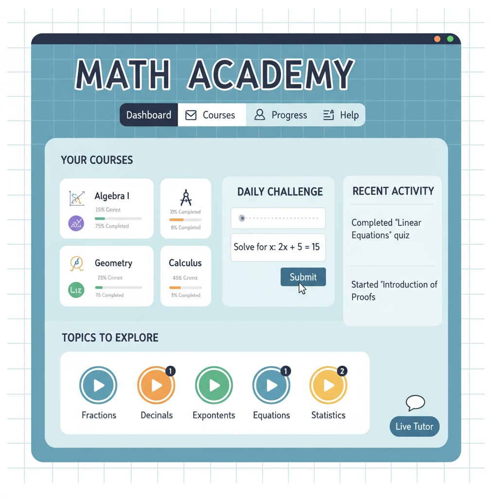 Online platform for enhancing high school math skills related to standardized tests