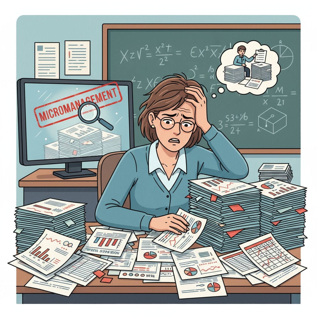 Teacher burdened with data sheets due to micromanagement in K12 education