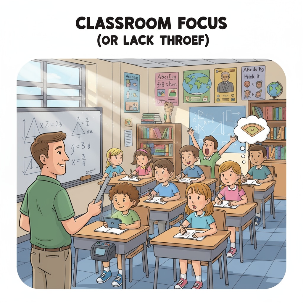K12 students showing signs of inattentiveness in a classroom setting related to deep thinking and sleep quality issues.
