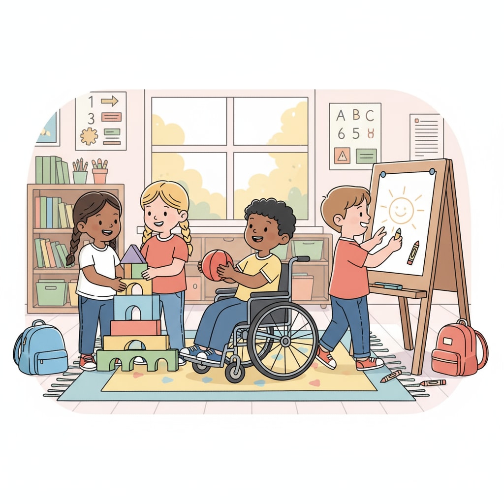 Young children in a school environment during the transition from Montessori to public school.