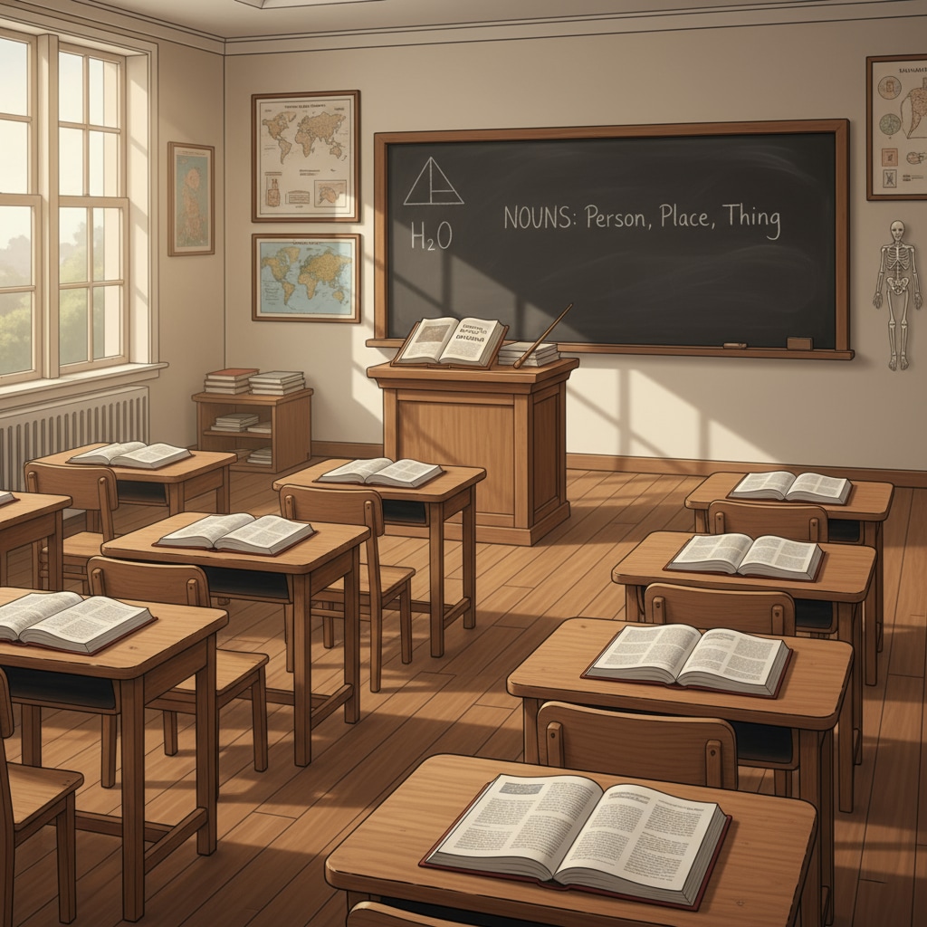 Traditional classroom with students listening to teacher, highlighting traditional teaching methods and its impact on learning potential