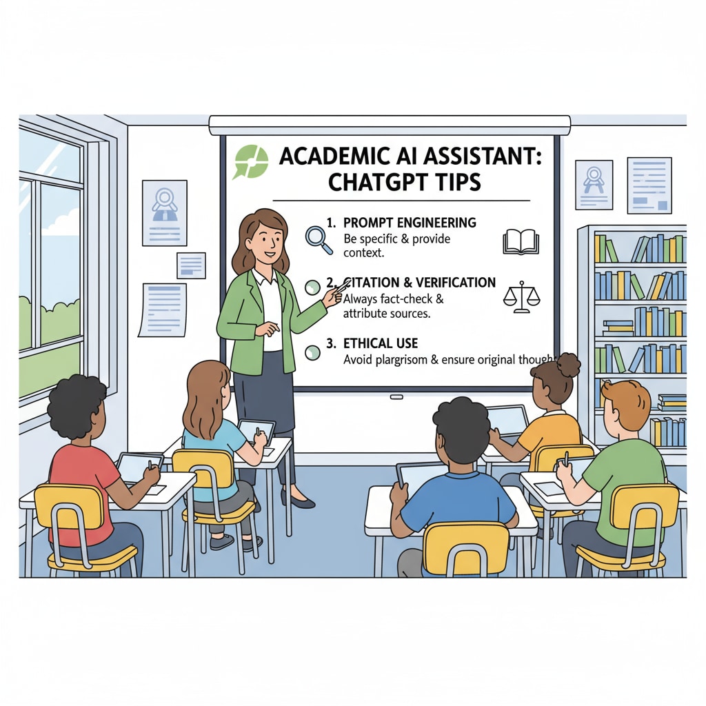 A teacher educating students on using ChatGPT for academic integrity in commercial law studies.