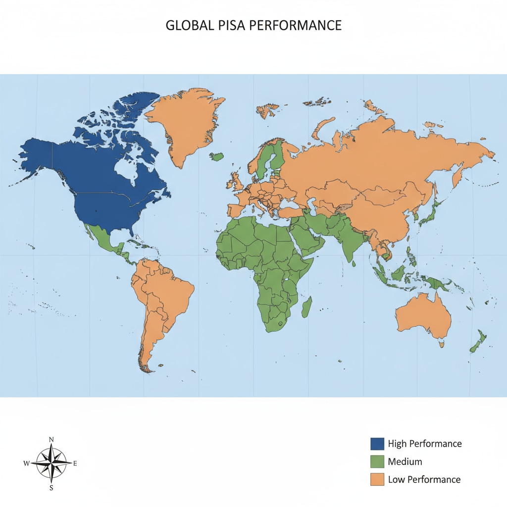 Map of PISA test performance of countries related to school statistics, PISA tests, and education data