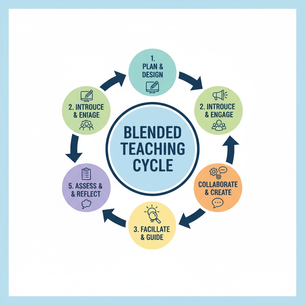 Five-step blended teaching cycle diagram