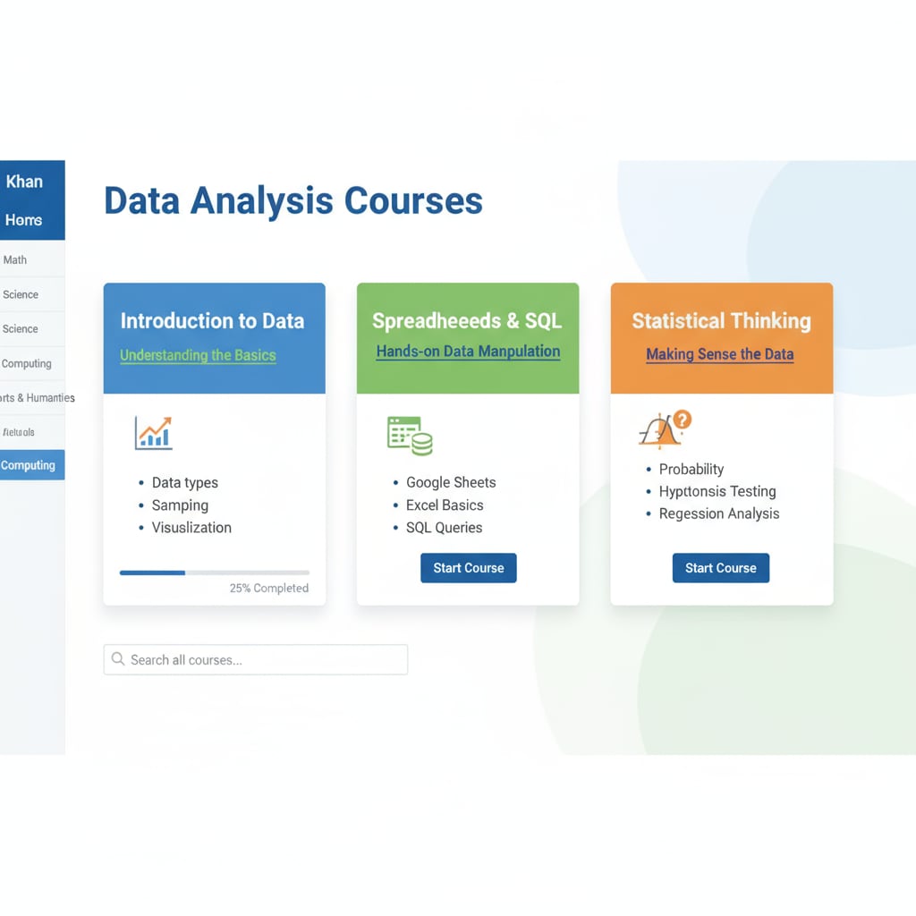 Khan Academy data analysis courses for K12 students