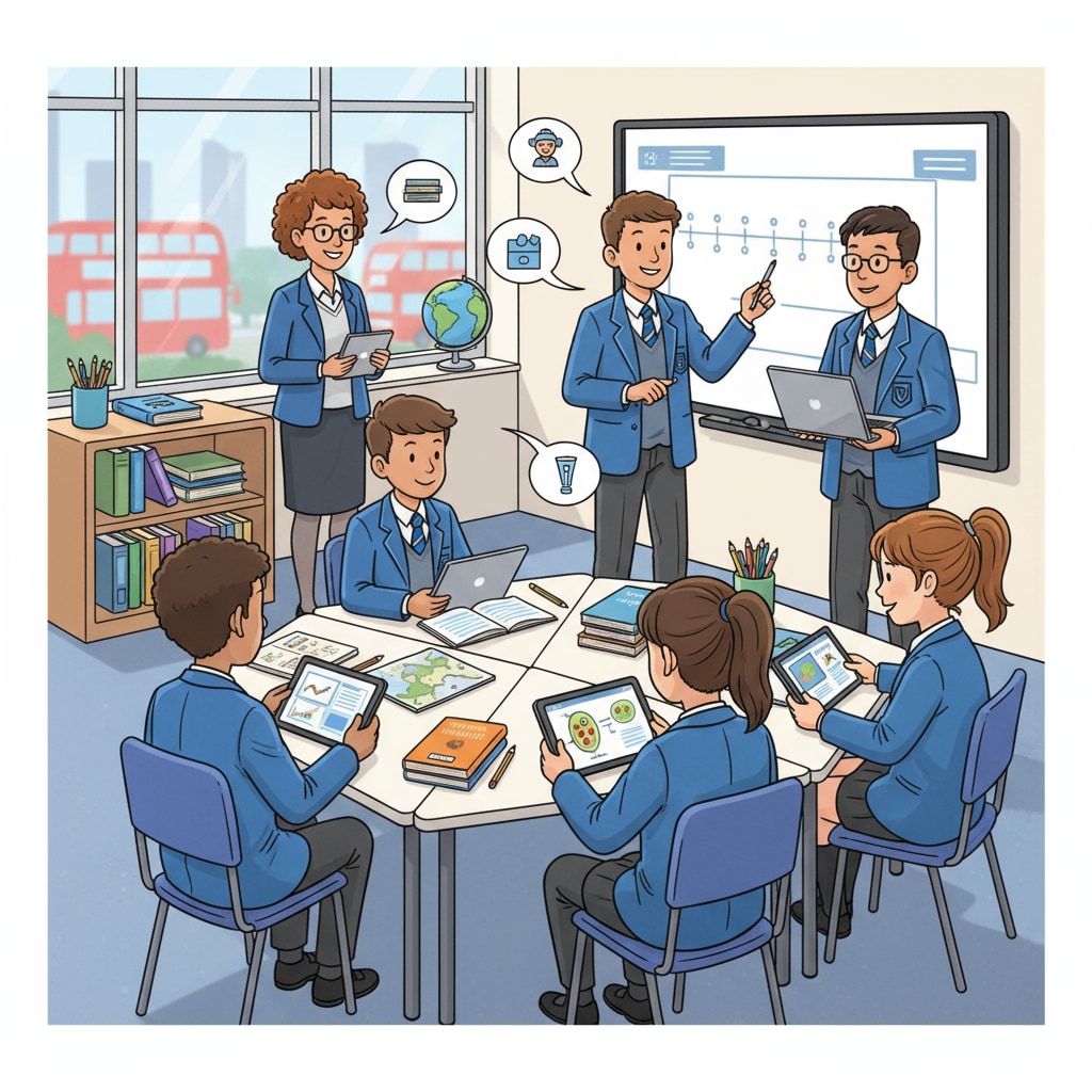 UK students using digital devices in the context of education system, curriculum reform, and assessment methods