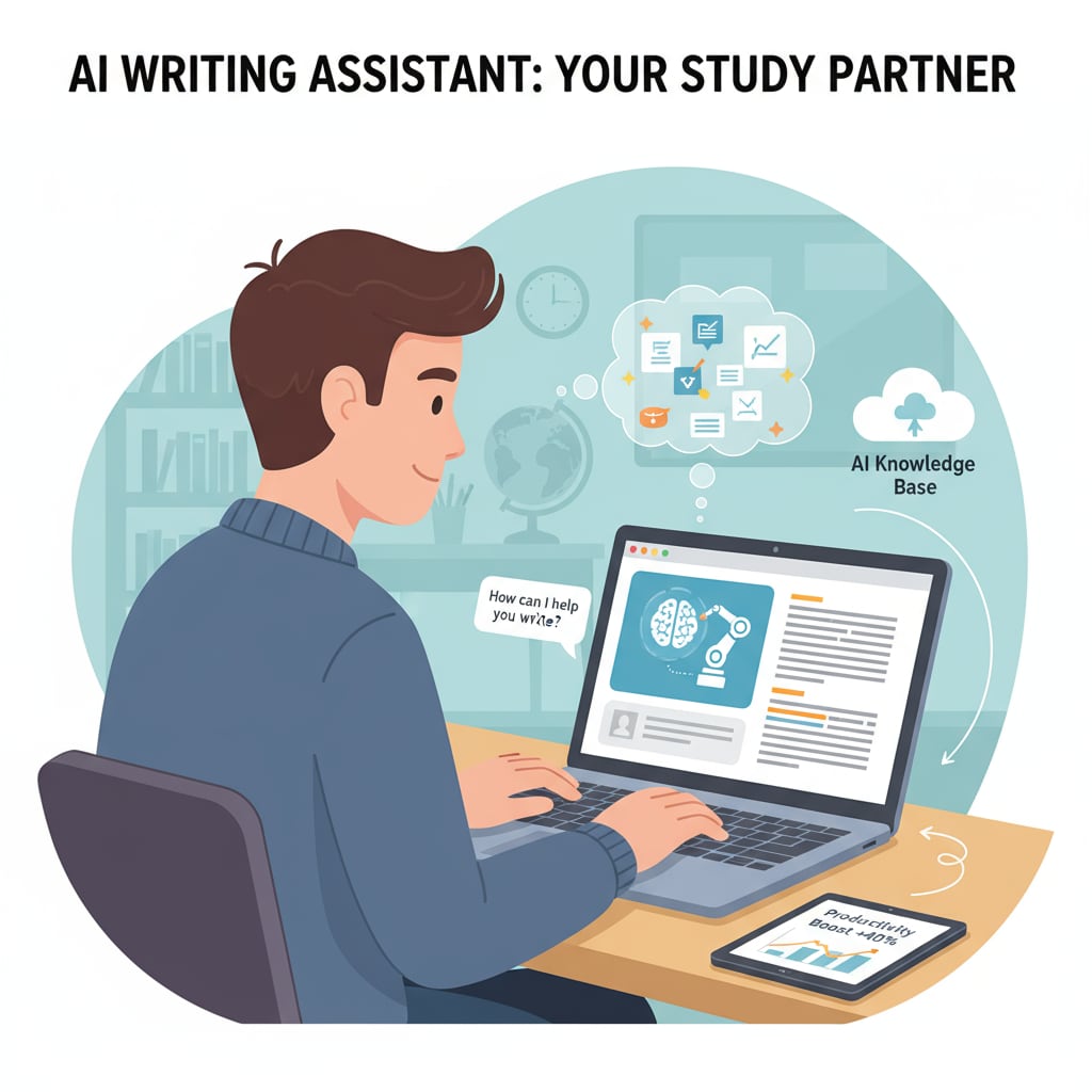 A student using an AI writing assistant to enhance writing skills