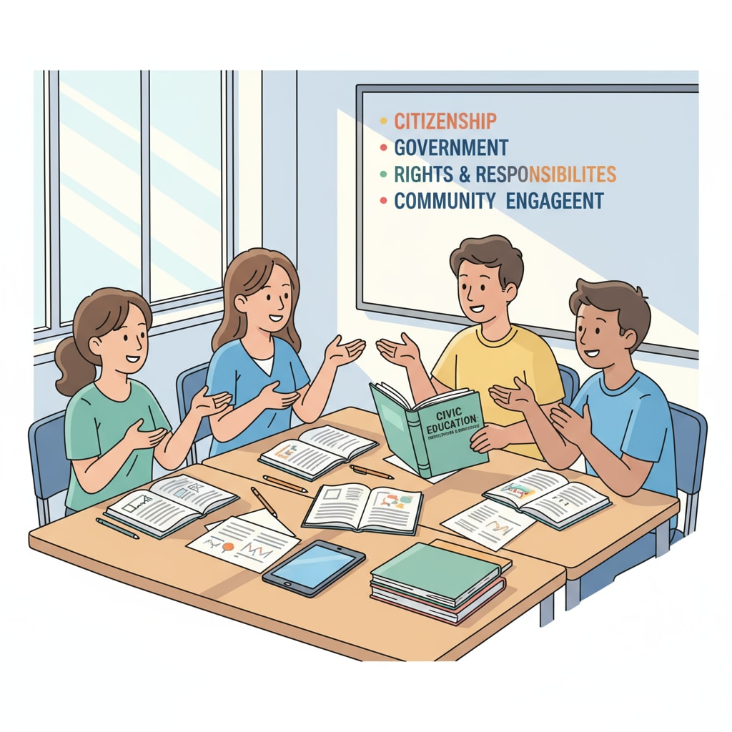 Students discussing civic education in a classroom amidst the controversy of the U.S. Department of Education and Civic Education Coalition