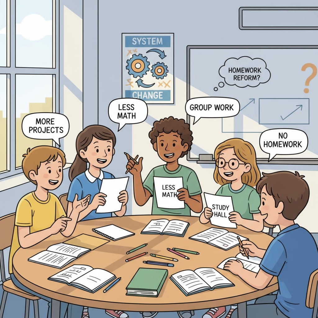 Students discussing homework system reform to balance self-motivation and personal responsibility