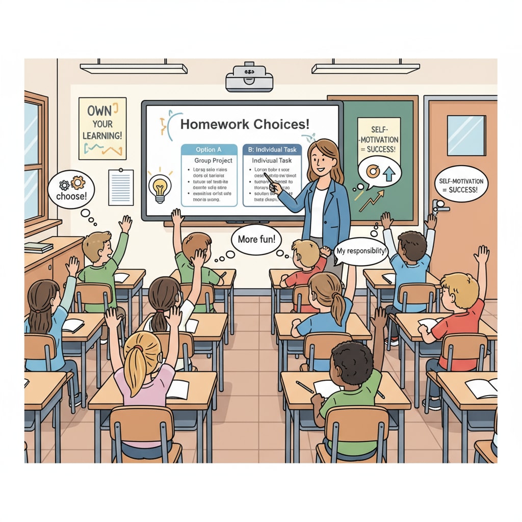 Students voicing opinions on homework selection for better self-motivation and personal responsibility