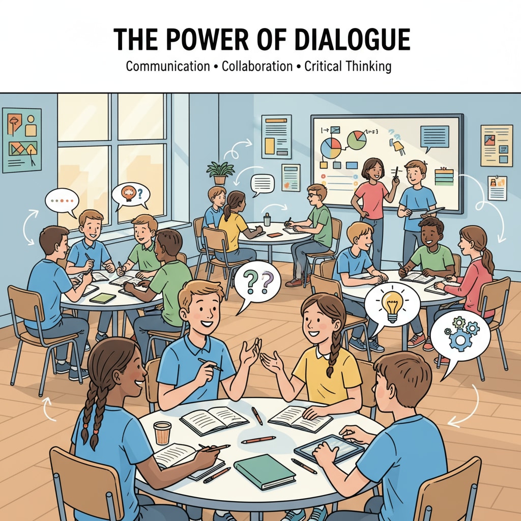 Students engaged in a group discussion to enhance communication skills