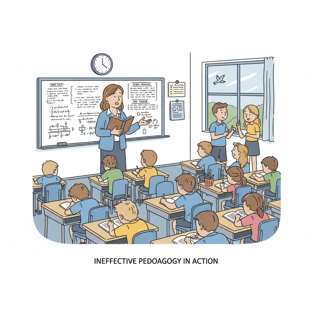 A teacher failing to engage students due to lack of effective teaching methods