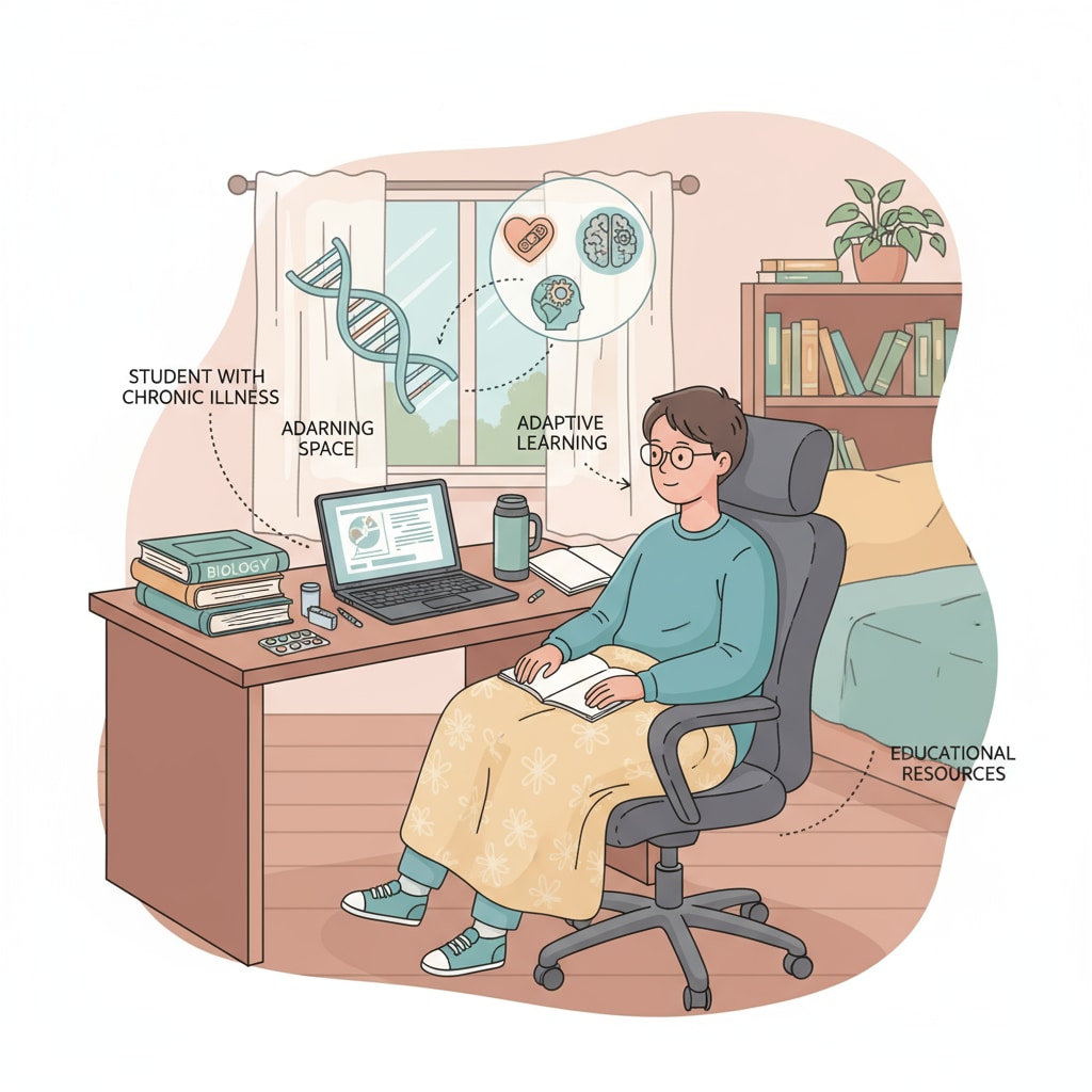 A student with chronic disease studying for high school graduation or GED at home
