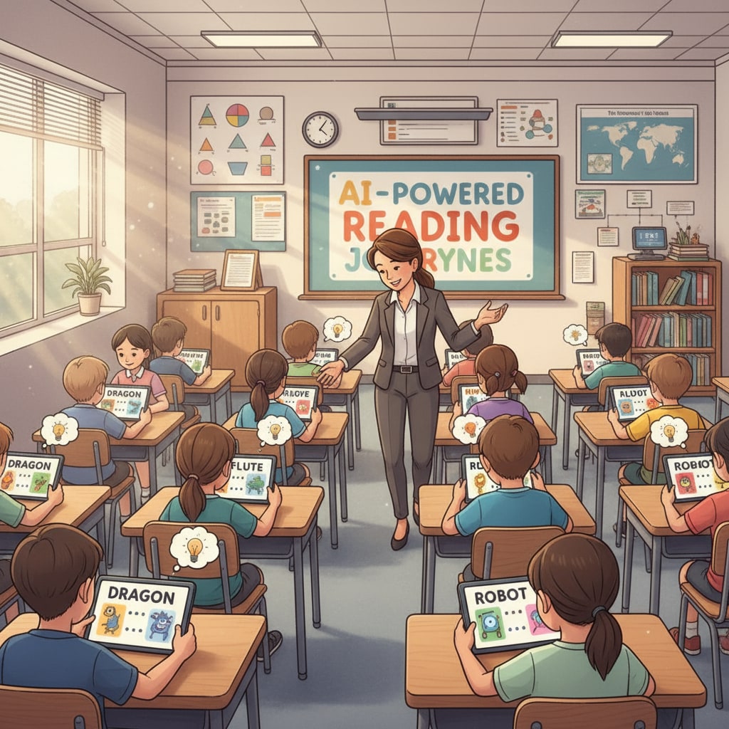 AI-generated decodable reading materials being used in a K12 classroom