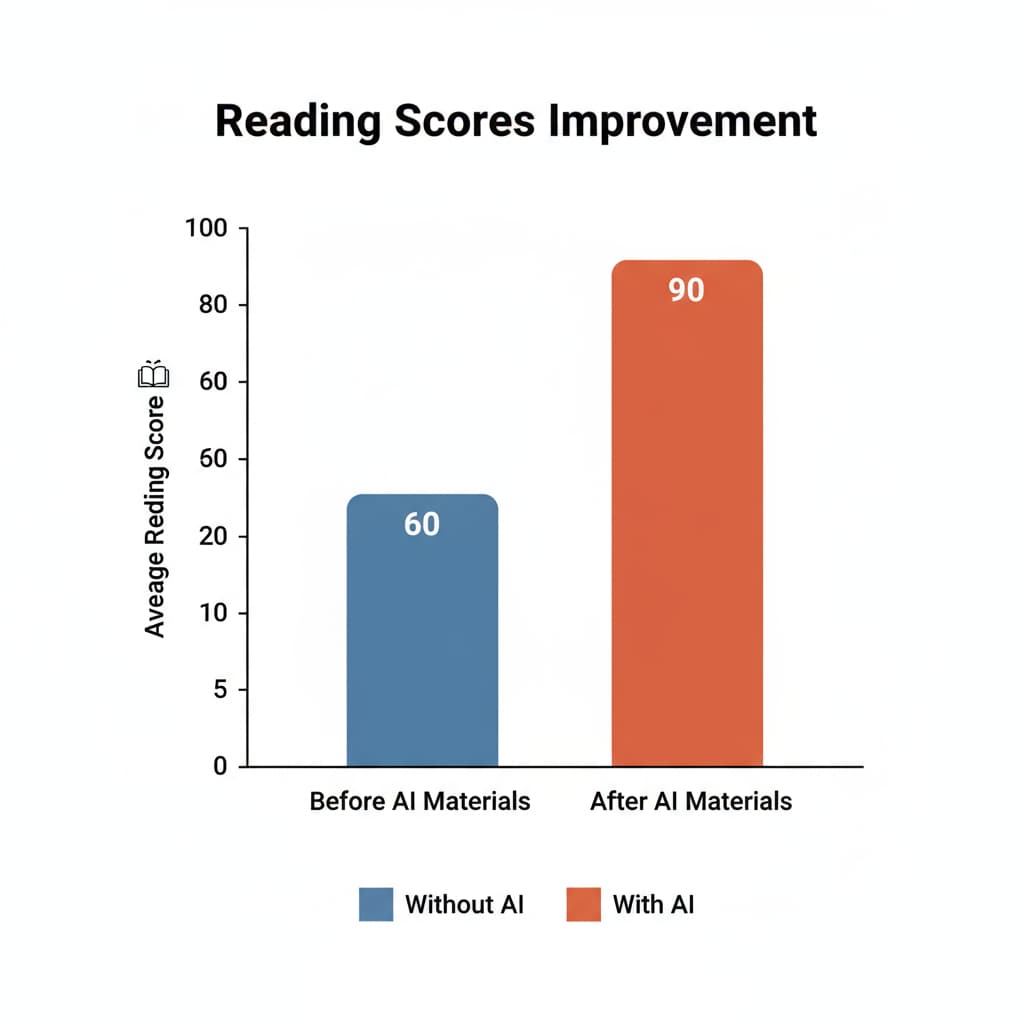 Improvement in students' reading scores due to AI-generated decodable reading materials