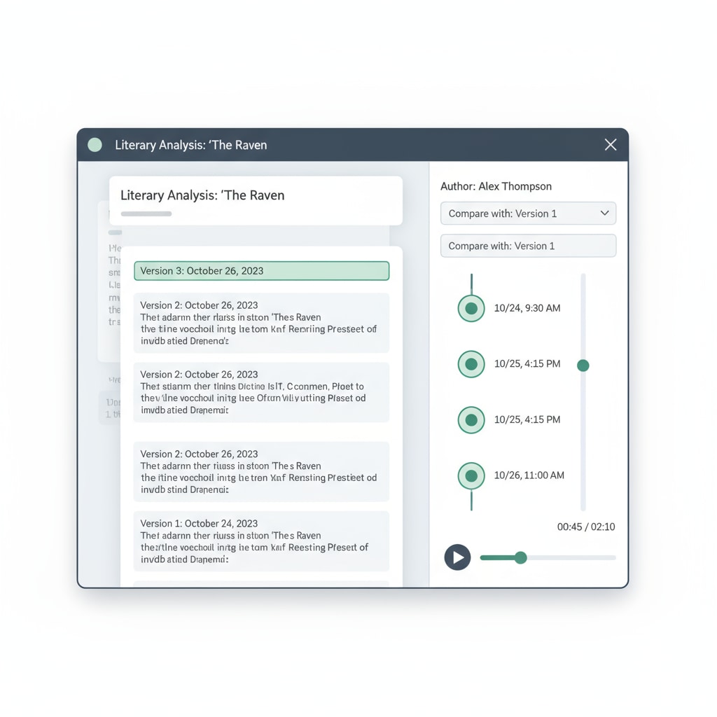 Document replay tool interface displaying student's assignment versions for academic integrity and instructional support analysis