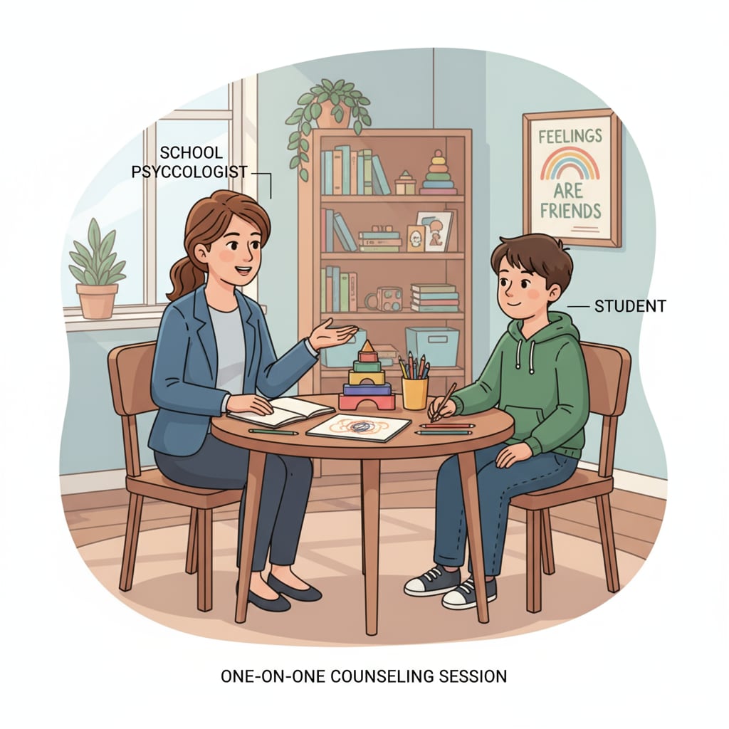 School psychologist counseling a student as part of career options in education