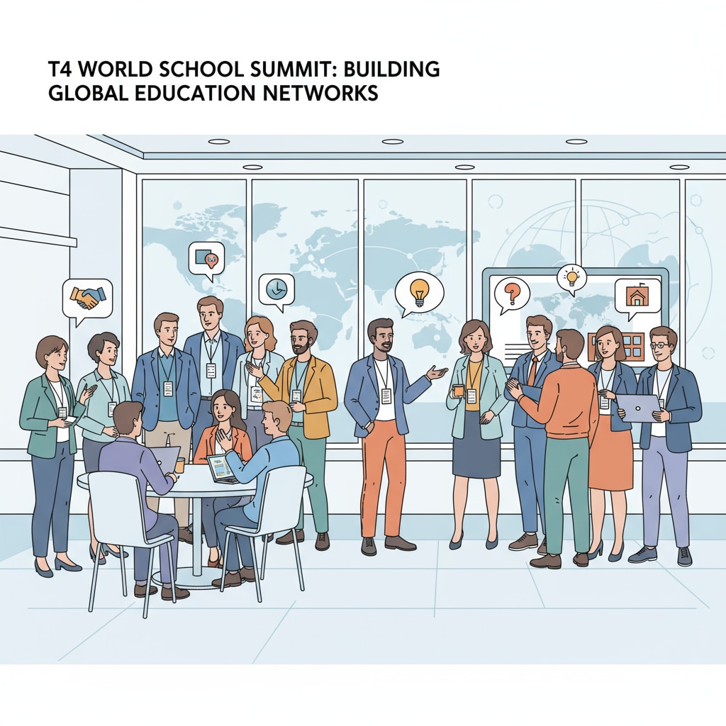 People networking at the T4 World School Summit, focusing on building relationships with Middle Eastern funders in line with cultural etiquette.