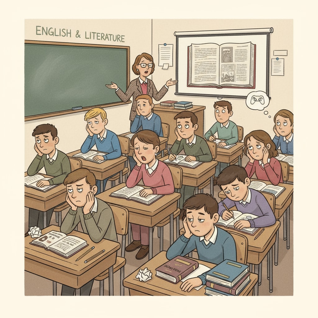 Students showing disinterest in English and literature courses in a classroom