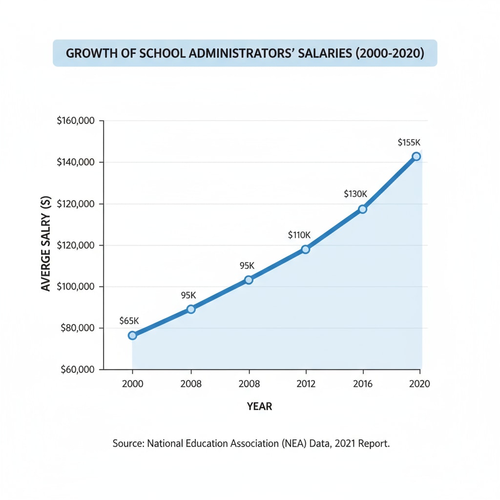 Graph showing the growth of school administrators' salaries over time