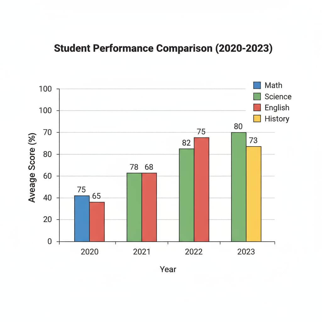 Bar chart showing the decline in student performance scores over the years
