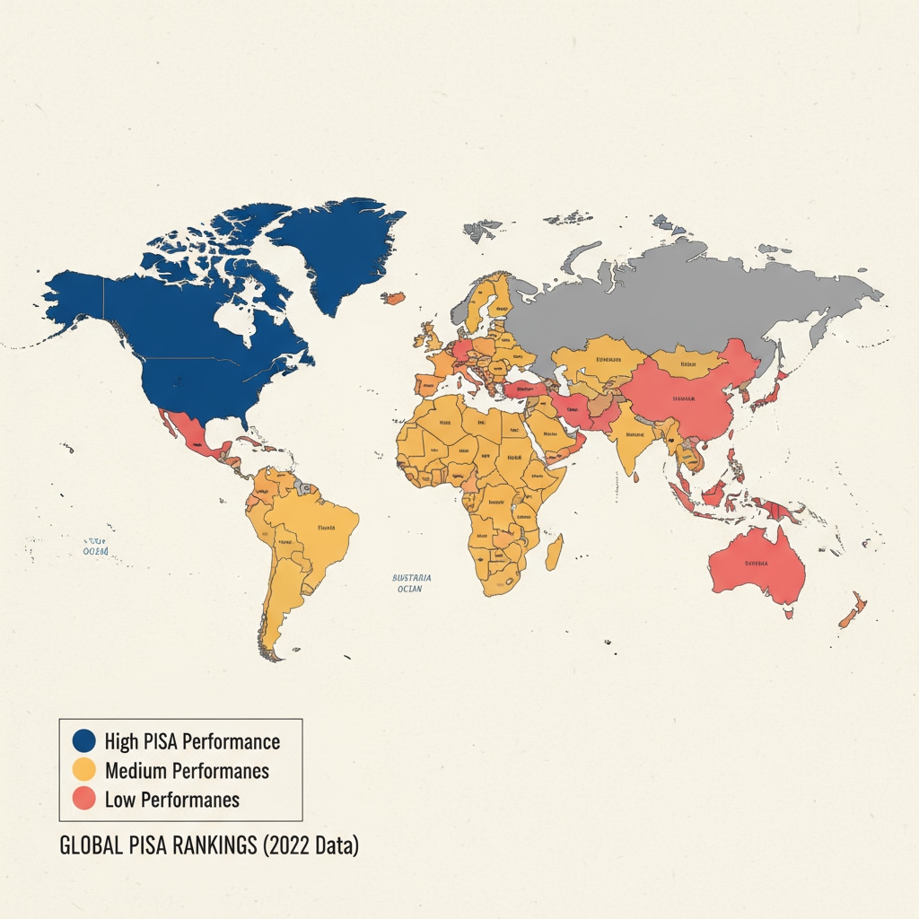Map of PISA performance rankings of countries