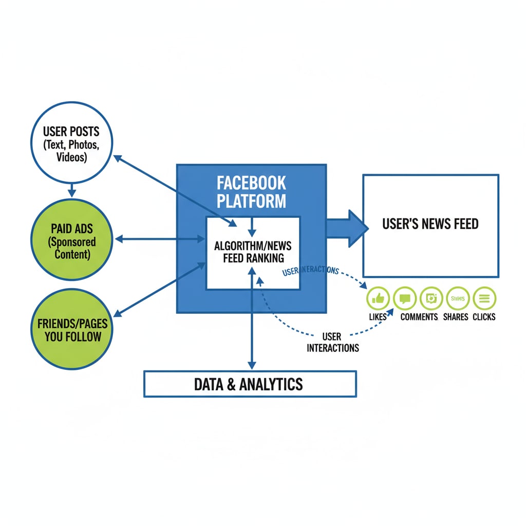 Graphic of Facebook content flow for understanding resource elusiveness