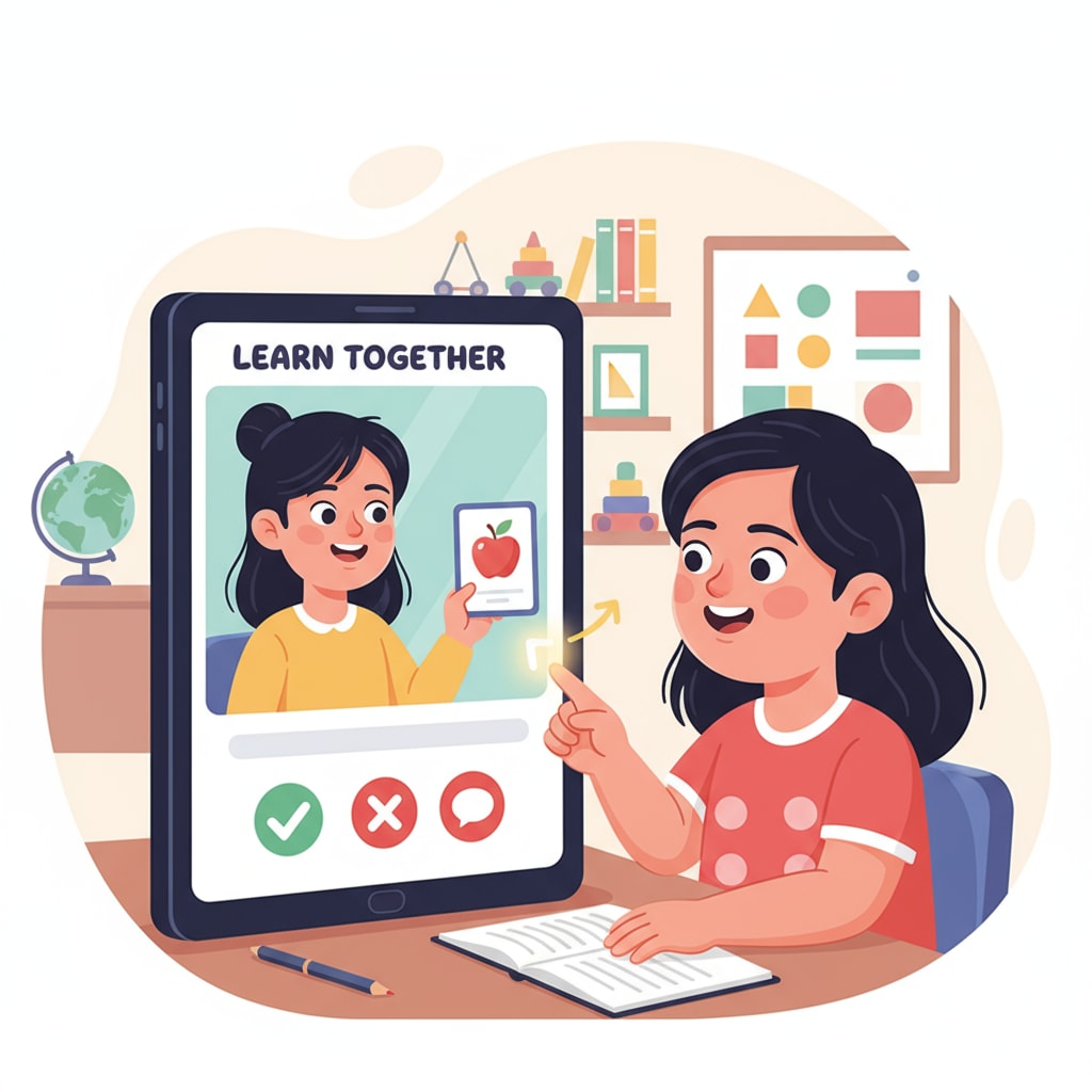 A special needs child using a tutoring app to interact with a tutor