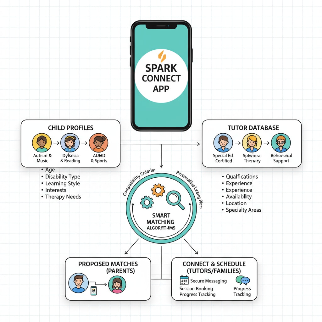 Graphical representation of the tutoring app's matching process for special needs children