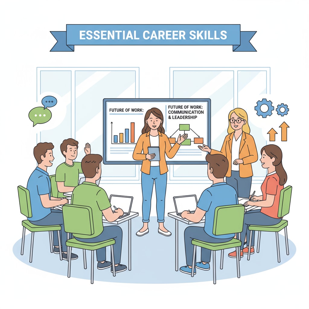 A student presenting a project in front of a group, demonstrating important skills like communication and leadership that are valued in the job market. A student presenting a project, highlighting skills relevant to employment after graduation.