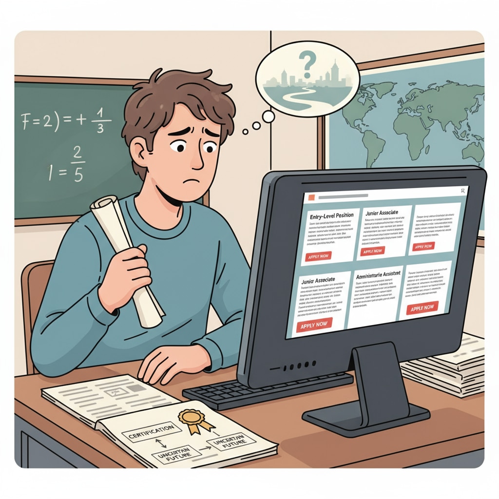 A person with a career certificate facing employment challenges related to educational investment