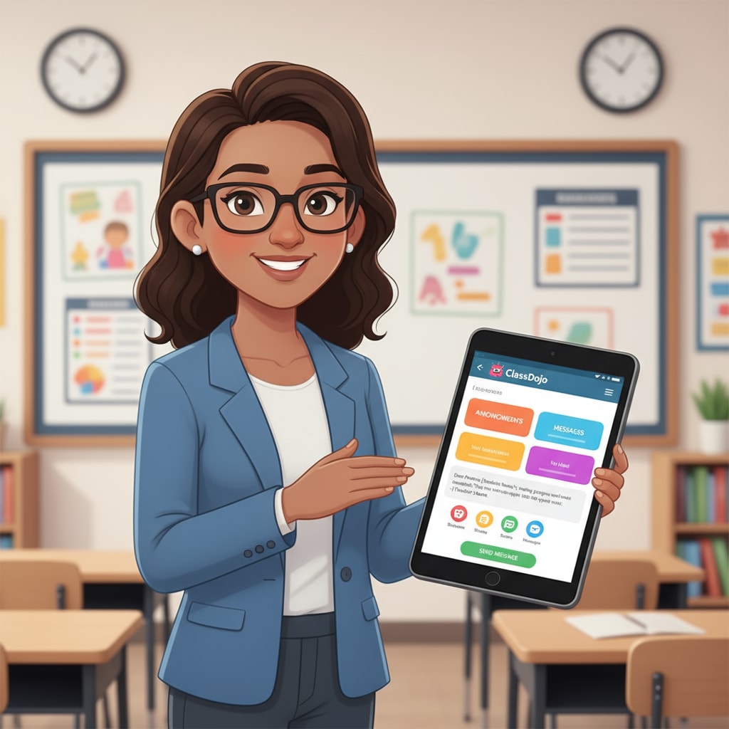 A teacher using ClassDojo to enhance communication and save time in the teaching process, contributing to overall teaching efficiency.