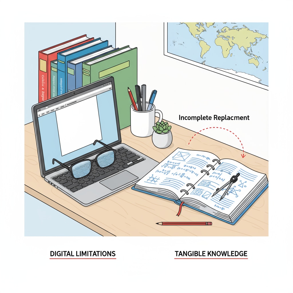 A Chromebook and a math textbook on a desk showing the contrast