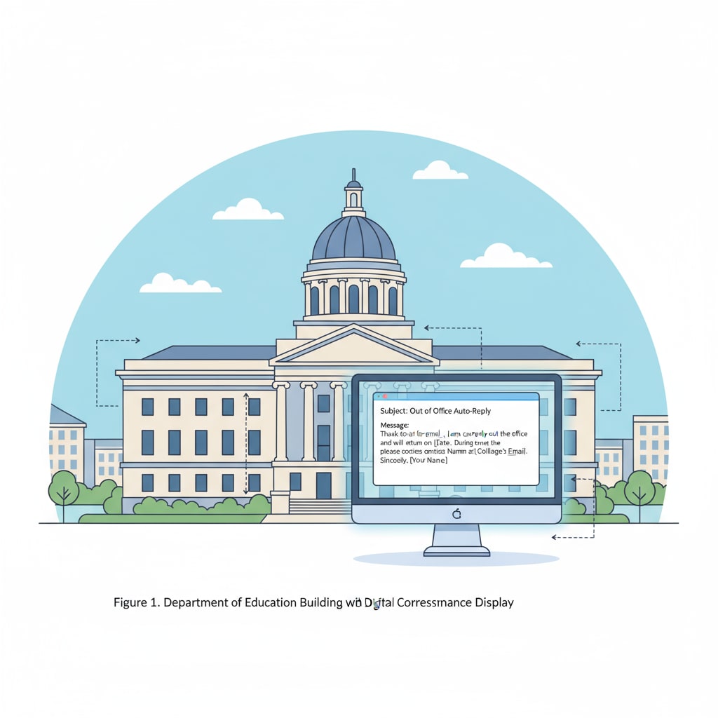 Department of Education building with email auto-reply display during the controversy