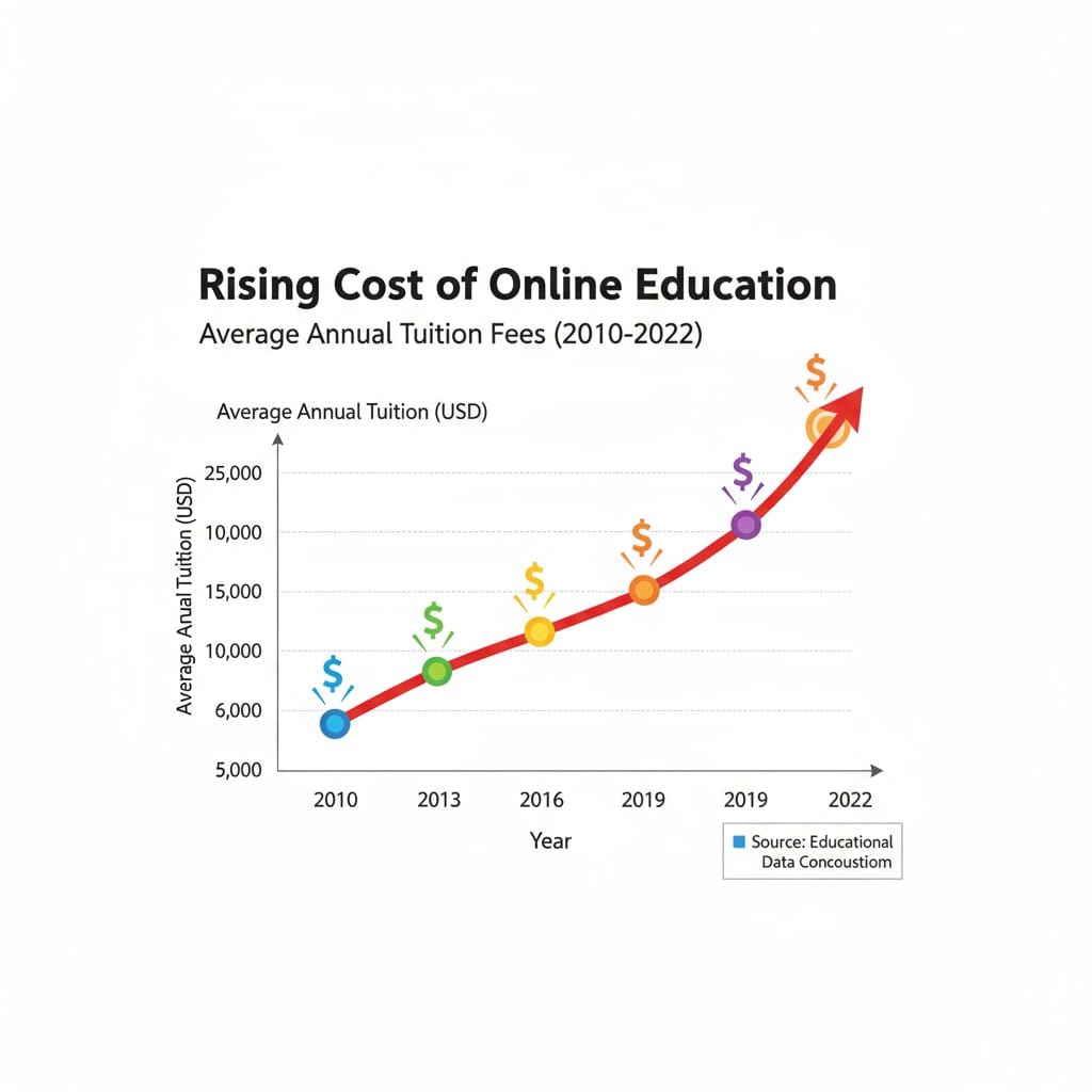 Online education tuition costs increase over the years