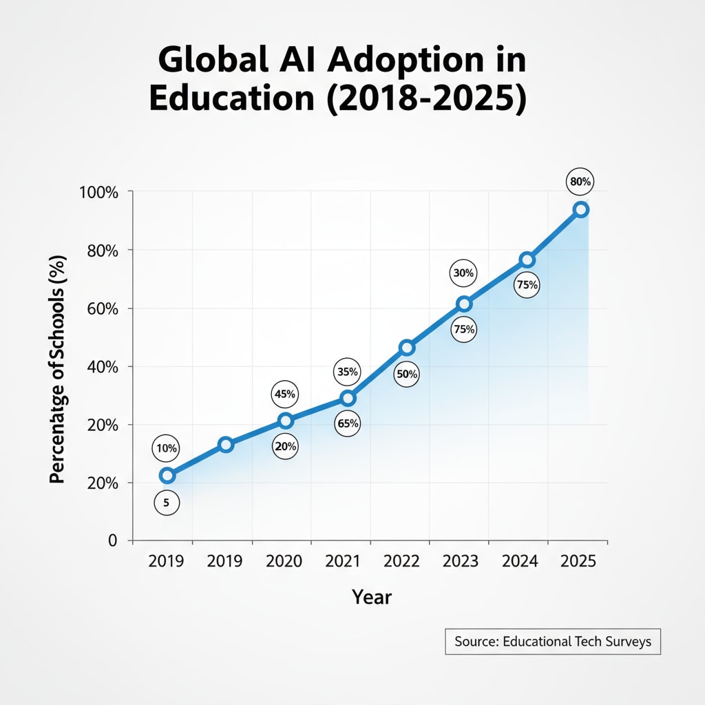 Graph showing the growth of AI adoption in education relevant to artificial intelligence in education, machine learning, and educational innovation