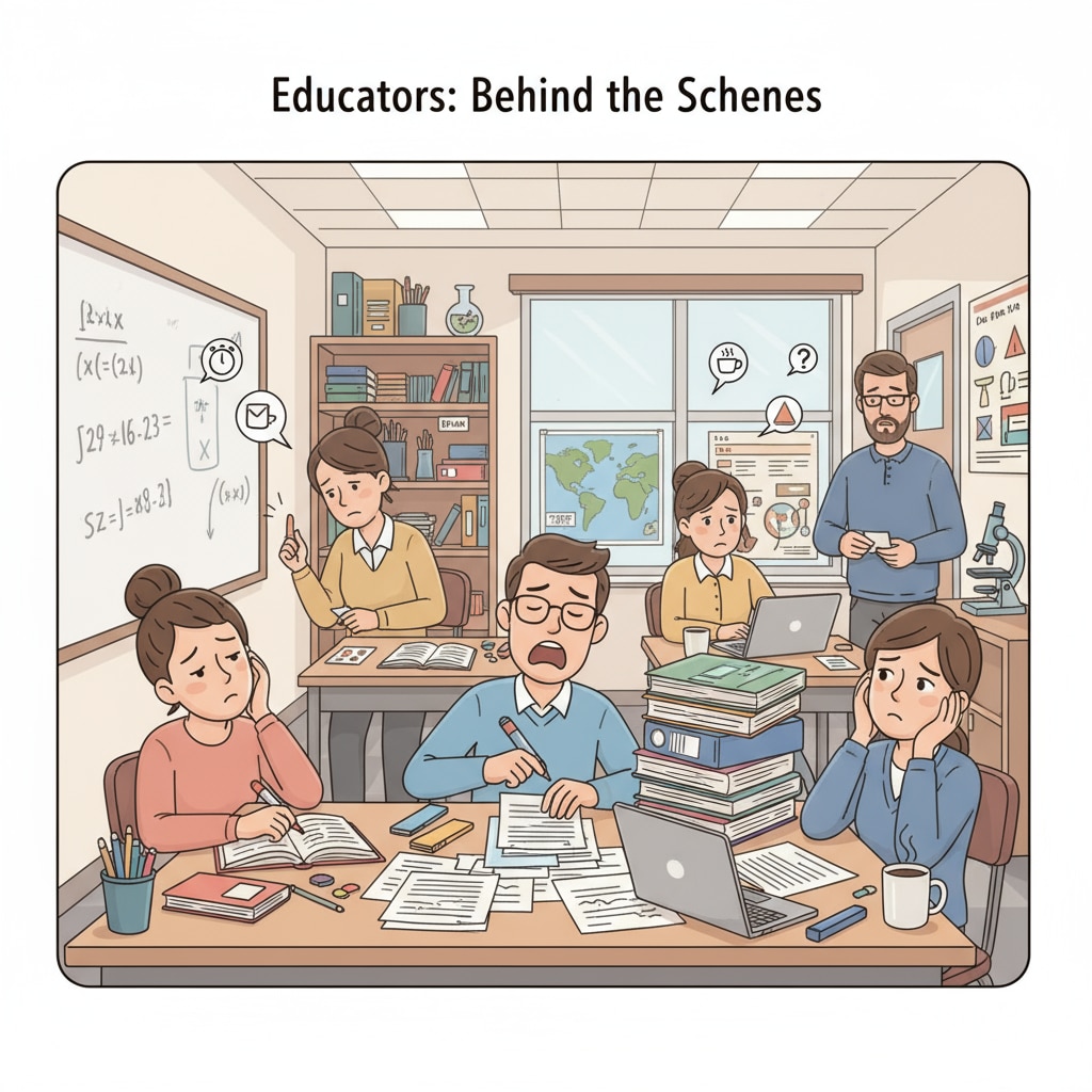 Teachers experiencing stress from heavy workloads in course preparation.