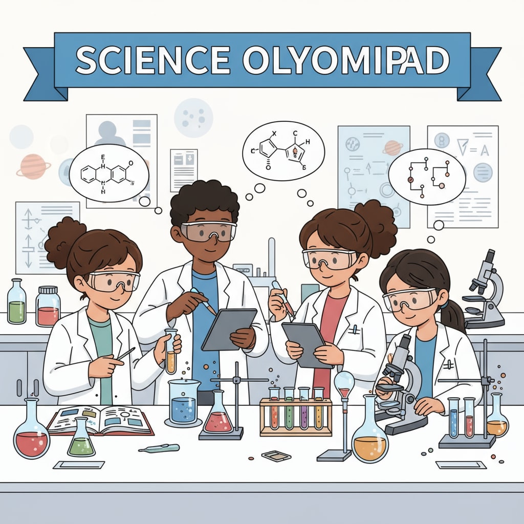 Students participating in STEM - related science competition for university applications