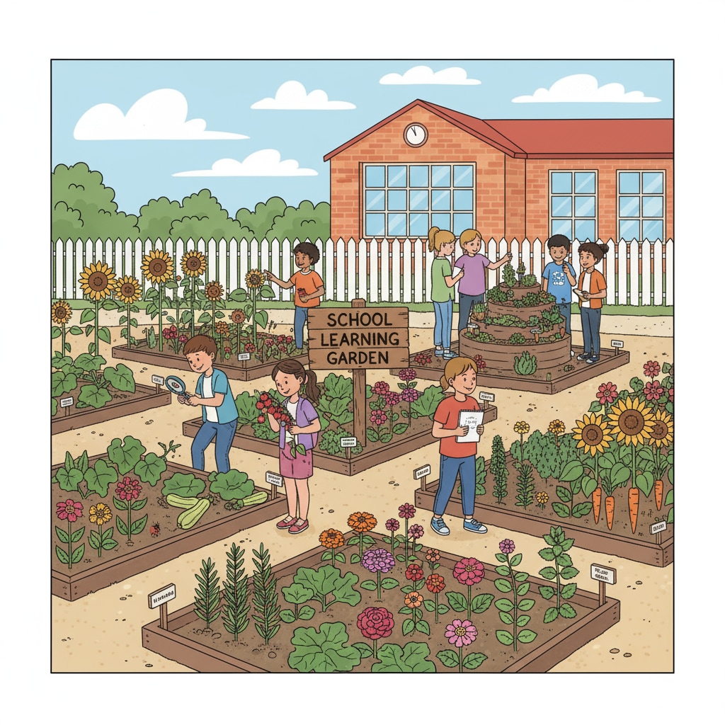 A school garden serving as a practical education space for student development